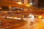 Light Vehicles In The Intersection Stock Photo