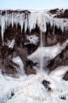 Frozen Waterfall Near Vik Iceland Stock Photo