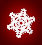 Merry Christmas Postcard With Origami Snowflake Stock Photo