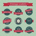 Collection Of Vintage Retro Sale Labels Stock Photo