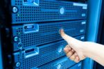 Man Fix Server Network In Data Center Room Stock Photo