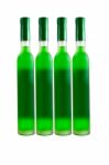 Four Green Wine Bottle Stock Photo