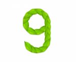 Number Nine Made Of Leaves Stock Photo