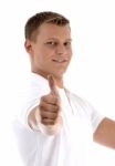 Young Guy Showing Thumbs Up Stock Photo