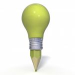 Idea Light Bulb With green Pencil Stock Photo