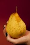 Holding A Pear Stock Photo