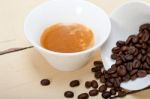 Espresso Cofee And Beans Stock Photo