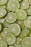 Round Slices Of Lime Fruit Stock Photo