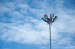 Light Pole On Blue Sky Background Stock Photo