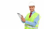 Engineer Using Tablet Pc Stock Photo