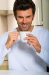 Man Drinking Coffee Stock Photo