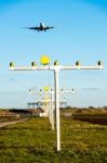 Airport Landing Lights Stock Photo