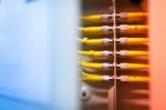 Fiber Optic With Servers In A Technology Data Center Stock Photo