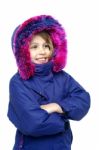 Innocent Young Girl Enjoying Cold Weather Stock Photo