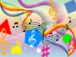 Music Background Means Classical Pop And Colorful Ribbons
 Stock Photo