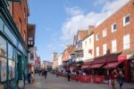 High Street Shopping Area In Salisbury Stock Photo