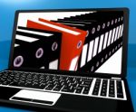 Files With Laptop Stock Photo