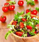 Mixed Lettuce Salad And Tomatoes Stock Photo