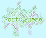 Portuguese Language Shows Communication Vocabulary And Text Stock Photo