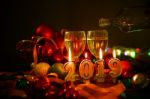 Glasses Of Champagne And New Year Decorations Stock Photo