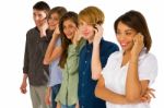 Teenagers Talking Over Phone Stock Photo