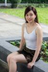 Portrait Of Thai Adult Sexy Women Office Beautiful Girl Relax And Smile Stock Photo