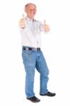 Old Man Showing Thumbs Up Stock Photo