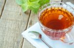 Tea Beverage On Wood Background Stock Photo