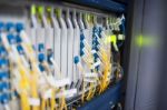 Fiber Optic With Servers In A Technology Data Center Stock Photo