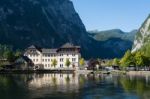 View Of Hallstatt From Hallstatt Lake Stock Photo