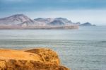 Peruvian Coastline, Rock Formations At The Coast, Paracas Nation Stock Photo