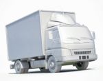 3d White Delivery Truck Icon Stock Photo