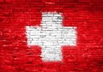 Switzerland Flag Painted On Wall Stock Photo