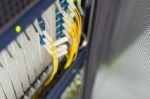 Fiber Optic With Servers In A Technology Data Center Stock Photo