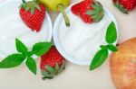 Fruits And Yogurt Stock Photo