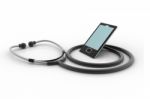 Medical Tablet And Stethoscope Stock Photo