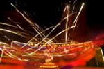 Funfair Ride With Neon Light Stock Photo