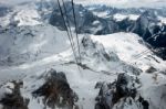 View From Sass Pordoi In The Upper Part Of Val Di Fassa Stock Photo