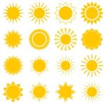 Sun Icon Set On White Background Stock Photo