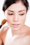 Woman Applying Make Up Stock Photo