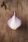 Shallots Still Life Wood Background Stock Photo