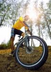 Young Man Riding Mountain Bike On Natural Track Use For People Sport Leisure Activities Stock Photo