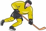 Ice Hockey Player In Action Cartoon Stock Photo