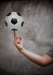 Hand Of Soccer Football Lover Stock Photo