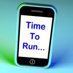 Time To Run Smartphone Means Short On Time And Rushing Stock Photo