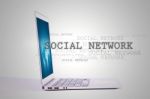 Laptop With Social Network Stock Photo