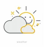 Thin Line Icons, Weather Stock Photo