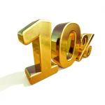 3d Gold 10 Ten Percent Discount Sign Stock Photo