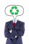 Invisible Businessman Head Think About Recycle Stock Photo