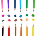 Color Pencil And Pencil On White Background Stock Photo